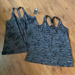Old Navy Active Black and Gray Tank Tops